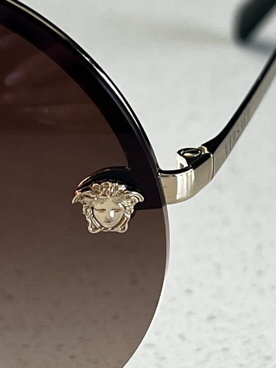 Versace Brown/Gold Gradient 2176 Medusa Rimless Round Sunglasses main image 6
